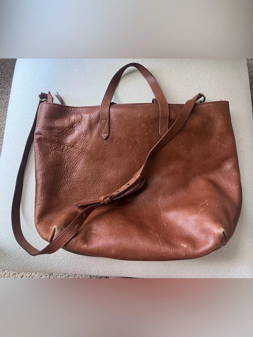 Madewell Brown Leather Satchel Tote